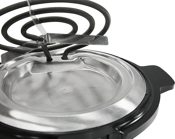 Elite Gourmet ESB-300X Single Countertop Coiled Burner, 1000 Watts Electric Hot Plate, Temperature Controls, Power Indicator Lights, Easy to Clean, Black