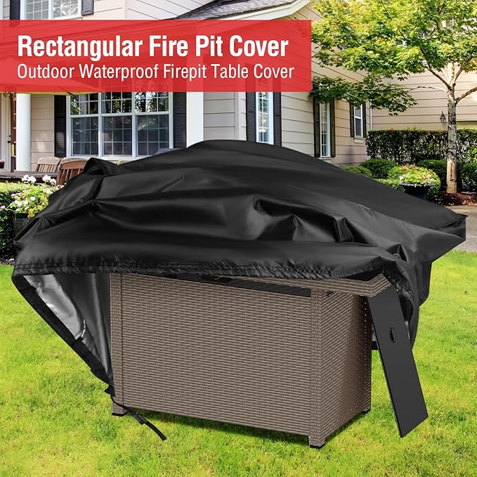 Fire Pit Cover Rectangular 55 Inch,Propane Gas Fire Pit Table Cover,Outdoor Waterproof Firepit Table Cover - 55 x 22 x 25 Inch