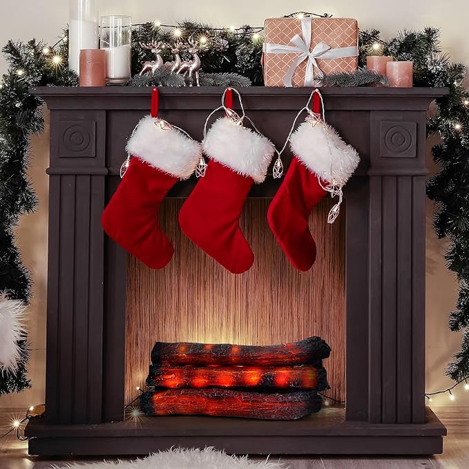 Tuanse 6 Pcs 13 in Flameless Fake Fire Log Spring Summer Beach Camping Themed Party Decorations Fake Campfire Battery Operated Artificial Fire Pit for 4th of July Easter Party Decor