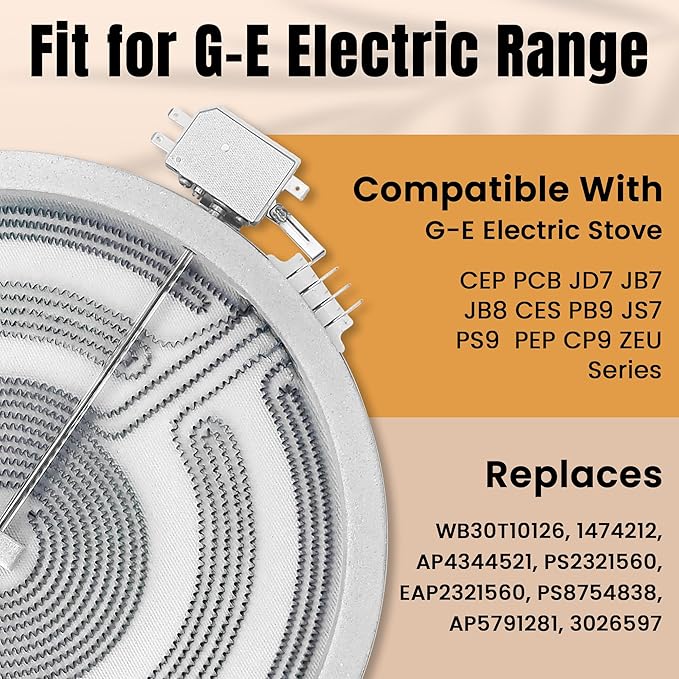 UPGRADE 12 Inch WB30T10155 Range Triple Haliant Radiant Surface Element Compatible with G-E JB7 JS7 CEP CES Series Electric Stove, Replaces WB30T10126 PS8754838 AP5791281 3026597 by Fetechmate