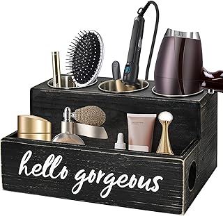 Unistyle Hair Blow Dryer Holder Black Curling Iron Holder Countertop, Hair Tools & Styling Supplies Organizer Flat ,Bathroom Counter Organizer for Accessories, Makeup, Toiletries Storage