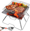 Lineslife Foldable Fire Pit with Grill for Camping Collapsible Portable Fire Pit with Campfire Grill & Tote Bag for Backyard, Patio, Picnic, BBQ