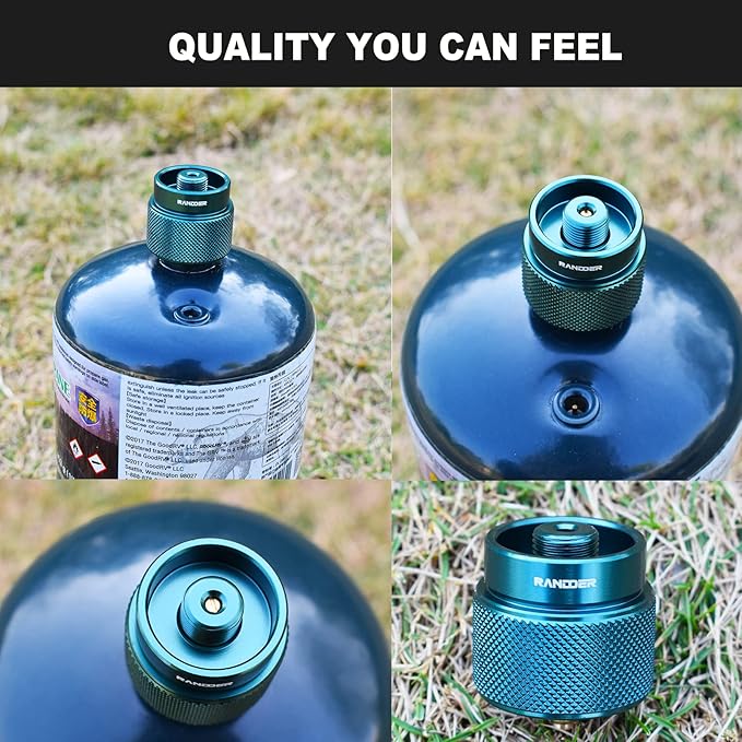Propane to Butane Adapter Camping Stove Adapter Gas Adapter Converter 16 oz Propane Tank Input EN417 Valve Output Camp Fuel Refill Adapter for Outdoor Backpack Hiking (Dark Green X 2 Pack)