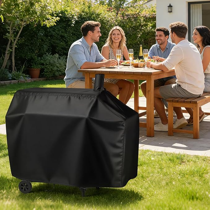 Charcoal Grill Cover for CC1830W 30-Inch Charcoal Grill, Smoker Grill Cover for CC1830SC 30-Inch Outdoor Grill Waterproof BBQ Grill Cover - 54" L×29" W×45" H, Black