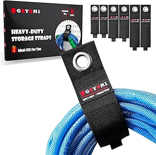 6 Pack Heavy Duty Storage Straps, Fathers Day Dad Gifts for Mens Him, Extension Cord Holder Organizer, Cable Straps for Cord, Cable, Hose, Rope, RV Workshop Garage Organization