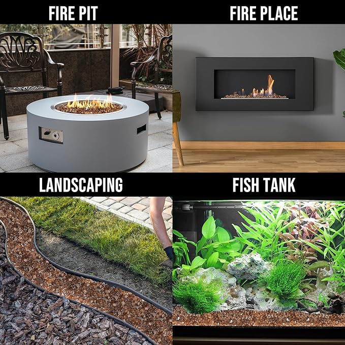 Skyflame High Luster 10-Pound Regular Fire Glass for Fire Pit Fireplace Garden Landscaping Copper 1/2" Size