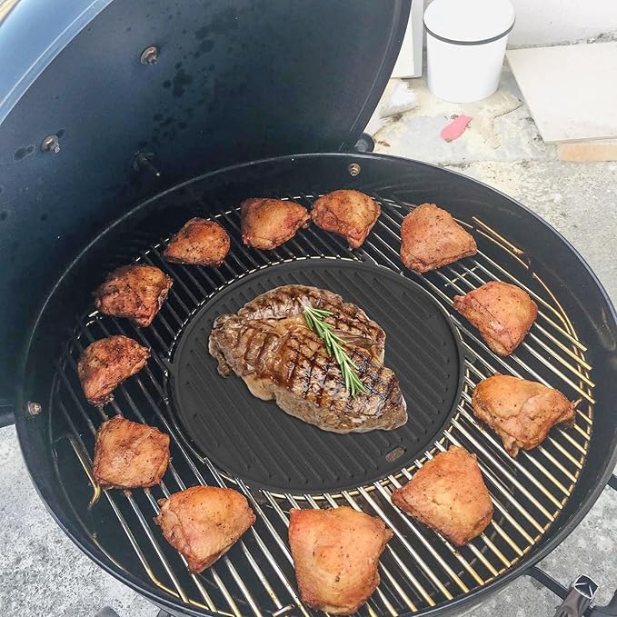 8834 65171 Griddle for Weber Gourmet BBQ System Sear Grate, for 22'' Weber Original Kettle Premium/Charcoal Grill Accessories, 22" Smokers, for Kettle Charcoal Grill Grate 22 inch, Cast Iron