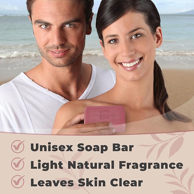 One With Nature Dead Sea Salt Sandalwood Soap 7oz 3-Pack – Purifying and Exfoliating Soap Bar with Dead Sea Minerals and Sandalwood for Face & Body, for Men & Women