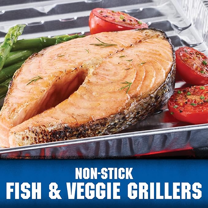 Kingsford Fish & Veggie Grill Liners, Nonstick Aluminum Griller Pans for BBQ, Helps Keep Food from Falling Through Grates, Disposable Heat-Safe Grill Accessories, 16" x 11.75", 4 Count - 6 Pack