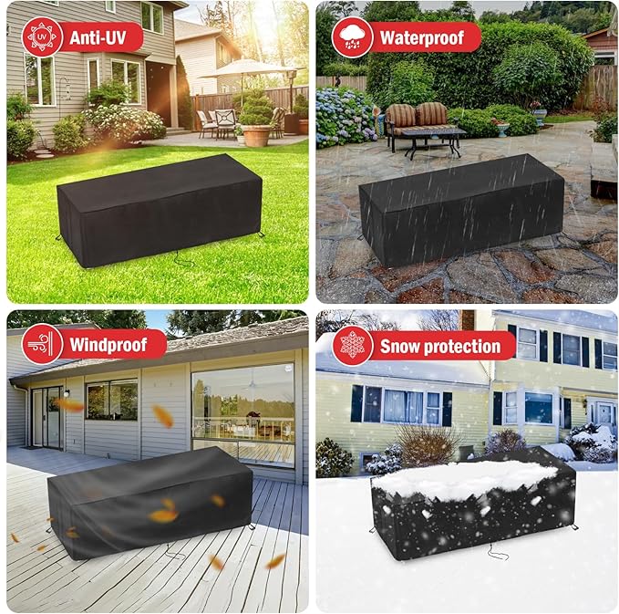 Rectangular Fire Pit Cover 60 inch, Propane Gas Fire Pit Table Cover,Outdoor Waterproof Firepit Table Cover - 60 X 28 X 17 Inch