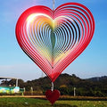 DJUAN Wind Spinner Red-Yellow Gradient Love Heart 3D Metal Hanging Wind Spinners Worth Gift Stainless Steel Yard Art Decorations Indoor/Outdoor Kinetic Wind Sculptures & Spinners