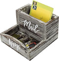 MyGift Rustic Torched Wood Mail Holder and Key Organizer Entryway Storage Tray with Cursive Mail and Keys Word Design, Office, Dorm, Classroom Desktop Organizing Bin