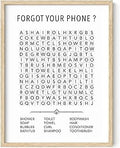 HAUS AND HUES Funny Bathroom Decor & Prints | Framed Funny Kids Bathroom Word Search Art, Beige Frame Guest Bath Wall Decor, Powder Room Humor | 12"x16"