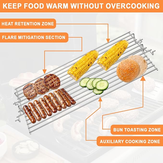 67027 Raised Warming Rack for Weber GS4 Spirit II/I 300 SER Spirit 2 Grill Replacement E310 E320 (2013-2017) Hanging Rack,2-sided Upper Rack for Webber Accessories Weber Spirit II 3 Burner Grill Parts