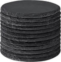 4 Inch Black Slate Stone Drink Coasters Set of 12 with Anti-Scratch Backing for Bar, Kitchen Home Living Decor, Laser Engraving,Cup, Etching, Gifts, Round