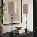 Buffet Lamps Set of 2, 30" Tall Black Table Lamps for Console Table, Entryway, Hallway, Dining Sideboard & Living Room, Candlestick Lamps with Linen Shade, Pull Chain, E26 Base, 6FT Cord