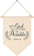 With God All Things Are Possible- Canvas Hanging Pennant Flag Wall Sign Decor-Inspirational Gift for Home,Office,Nursery,Kids Room,Living Room, Porch Decor-Matthew 19:26-Bible Verse Scripture