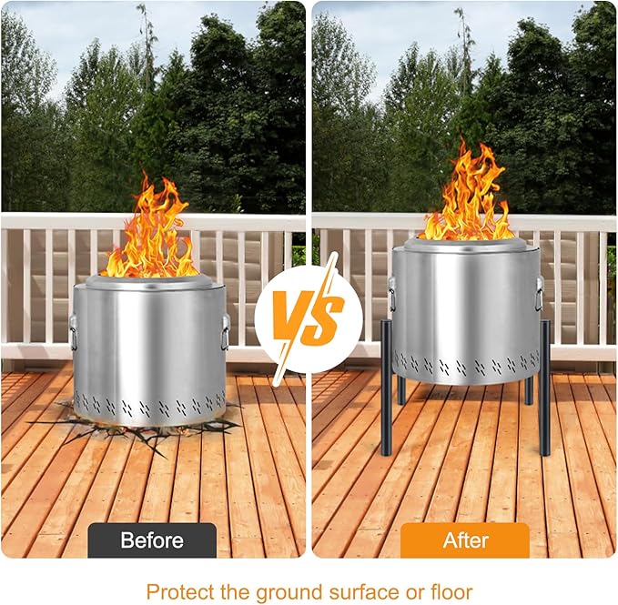 Triceratops Firepit Stand, 15-27 Inches for Solo Stove Bonfire Ranger and Other Outside Fire Pits, Outdoor Camping Accessory, Stainless Steel Stands for Fireplace Use