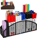 Large Magnetic Marker Holder, Heavy Duty Magnetic Whiteboard Organizer, 5 Slots Mesh Metal Magnetic Dry Erase Marker Holder Pencil Cup Caddy for Whiteboard Fridge Office (Black)