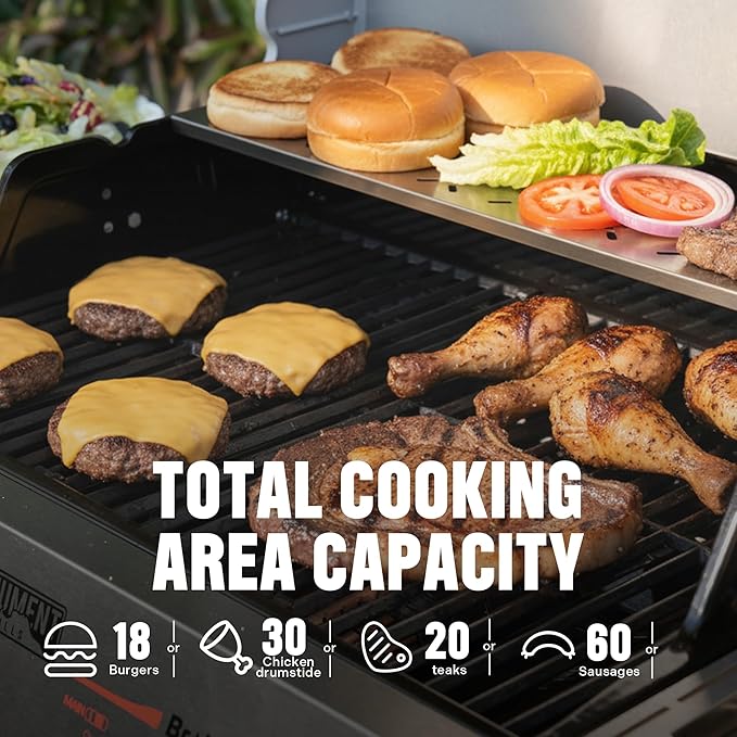 Monument Grills 4 Burner Stainless Steel Mesa 2 Propane Gas Grill, Assembles in 30 Mins, 525 sq.in, 37,000 BTU, Broil Zone, Foldable Side Shelves, Built in Thermometer, with Storage Basket