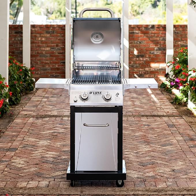 Nexgrill Deluxe 2-Burner Gas Grill with 401 SQ In Grate, 28000 BTUs, Stainless Steel Control Panel & Foldable Side Table, Propane BBQ Grill for Outdoor Cooking, Patios, Backyards and More - 720-0864RA