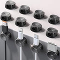 12Pack Cord Organizer [Dual Spring & Clasp, Max Secure] Cable Clips - Chfeila Cord Holder, Desk Cable Management, Adhesive Phone Charging Wire Holder for Nightstand/Car/Wall, Office Accessory - Black