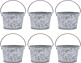 Hosley Set of 6 Mini Oval Tub Galvanized Planter 3.8 Inches Long Ideal for Floral Arrangements DIY Craft and Floral Projects Gifts Baskets Party Favors P9
