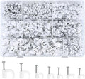 700 Pcs Cable Clips with Steel Nails, Cable Wire Cord Management Clips, White Ethernet Cable/Coax Cable/Cable Cord Holder Staples Clips with Tacks Nails for Wall, 4mm 5mm 6mm 8mm 10mm