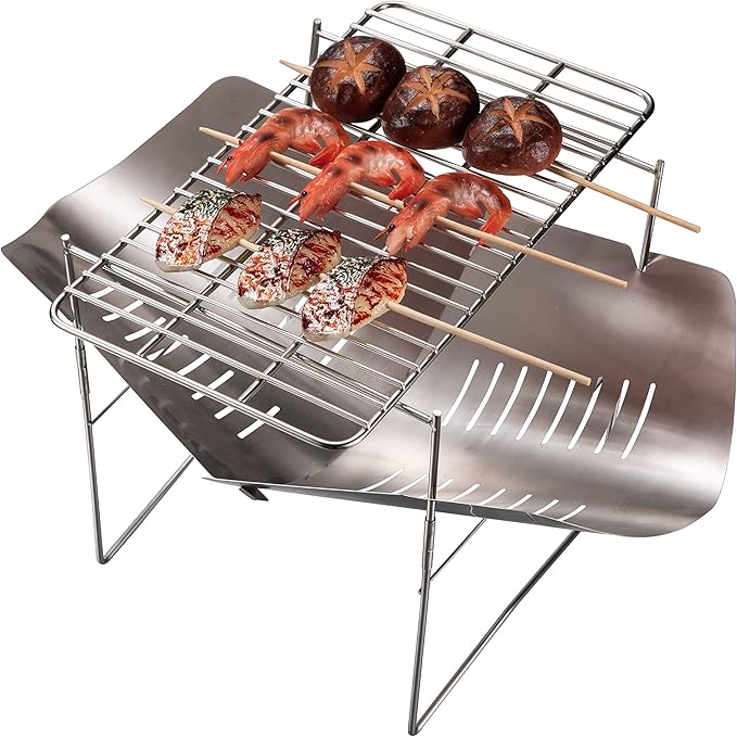CAMPINGMOON Coal Bed Charcoal Fire Grate Grill Grates Replacement Stainless Steel for Barbecue Multifunction Outdoor Cooking T-173 (1pc, 12.2x6.7-inch)