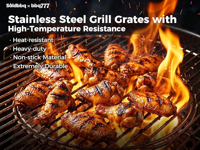8835 Grill Grate Replacement for Weber 22 Inch Charcoal Grills,Hinged Cooking Grates with Handle for Weber Charcoal Grills, Kettle, Performer, Master-Touch, Gourmet BBQ System Hinged Cooking Grates