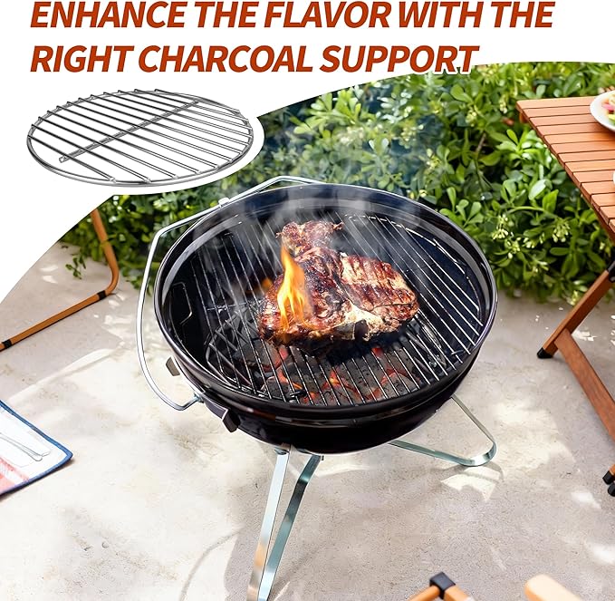 10.5" Charcoal Grate for Weber Charcoal Grills, Round Charcoal Grate for 14'' Weber Smokey Joe Silver&Gold Tuck-n-Carry, Heavy-Duty Steel 7439 Grill Grate for Weber Grill Parts