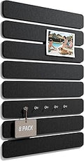 Fluxynara Cork Board Alternative Felt Strip Board 8-Pack 13"x2", Office Pin Board with 50 Push Pins, Adhesive Install for Bedroom Door & Home Office (Black)