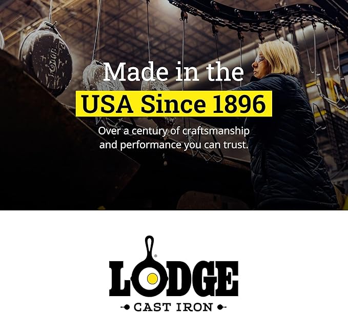 Lodge Seasoned Cast Iron Skillet - PFAS-Free, Non-Toxic Cookware - Use with an Oven, Stove, Grill, or Campfire - Naturally Non-Stick & Oven Safe - 13.25 Inches