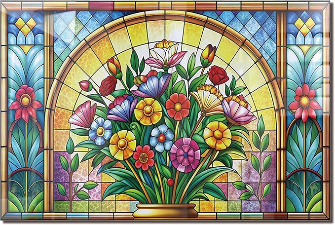 fzxwyishu Tempered Glass Backsplash for Kitchen,Stove Splashback Protector Mosaic Window Design | Heat-Resistant Splash Board, Kitchen Wall Decoration