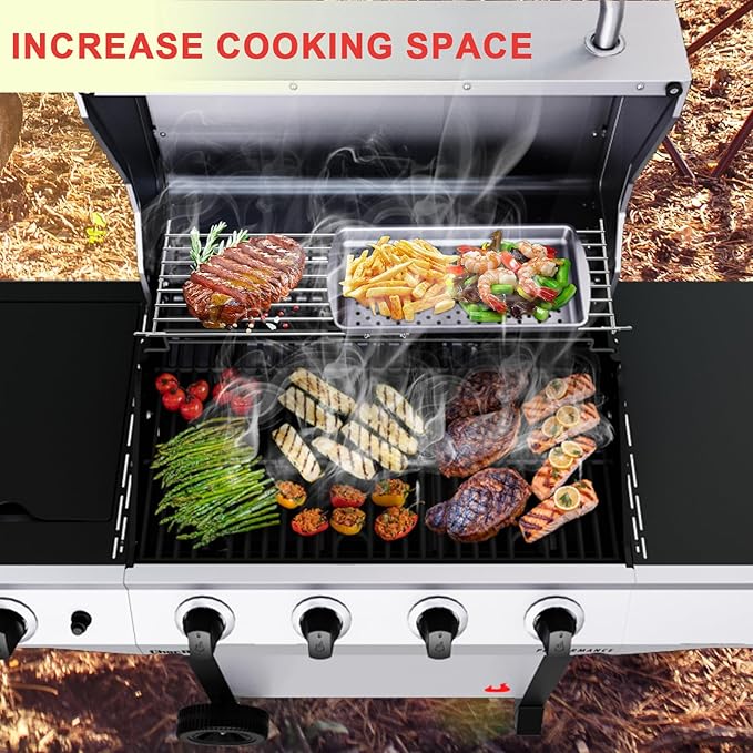 DcYourHome Adjustable Warming Rack for Charbroil 463448021 463450022 463456022 463466522 463352521 463365021 463732623 Grill Parts, Swing Away Grid for Char-Broil Performance 3/4-Burner Gas Grill