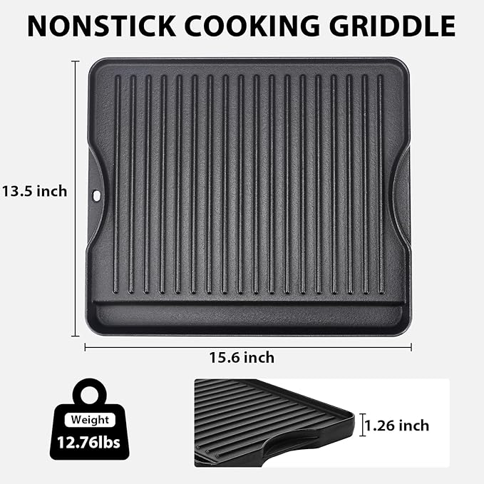 Utheer Reversible Grill Griddle for All Camp Chef 14" & 16" Stoves Cast Iron Griddle, for Camp Chef Explorer 2-Burner Stove,3-Burner, Single Burner Outdoor Stove, 1 Pack