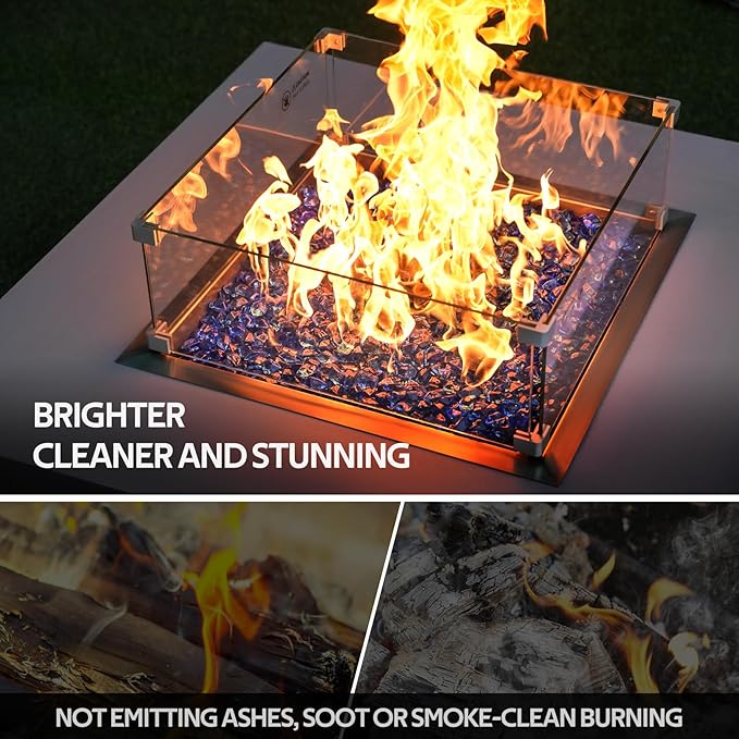 Mr. Fireglass 1/2-Inch Polygon Fire Glass for Fireplace Fire Pit & Lanscaping, 10 Pounds High Luster Pacific Blue
