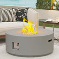 32.5 Inch Propane Fire Pit Table, 50,000 BTU Round Patio Fire Pit Table Outdoor, CSA Certified, Stainless Burner with Steel Lid, Waterproof Cover & Lava Rocks, for Garden Backyard, Gray