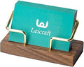 Business Card Holder for Desk, Modern Card Organizers and Office Desk Accessories for Men and Women (Walnut Golden)