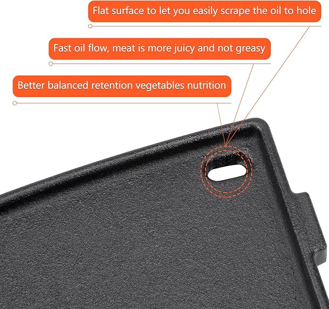6558 Griddle for Weber Q100 Q120 Q1000 Q1200 Series Grills,Cast Iron Grill Parts for Weber Q100/1000 Series Gas Grills Accessories,12.6" x 8.6" Cooking Griddle for Webbr