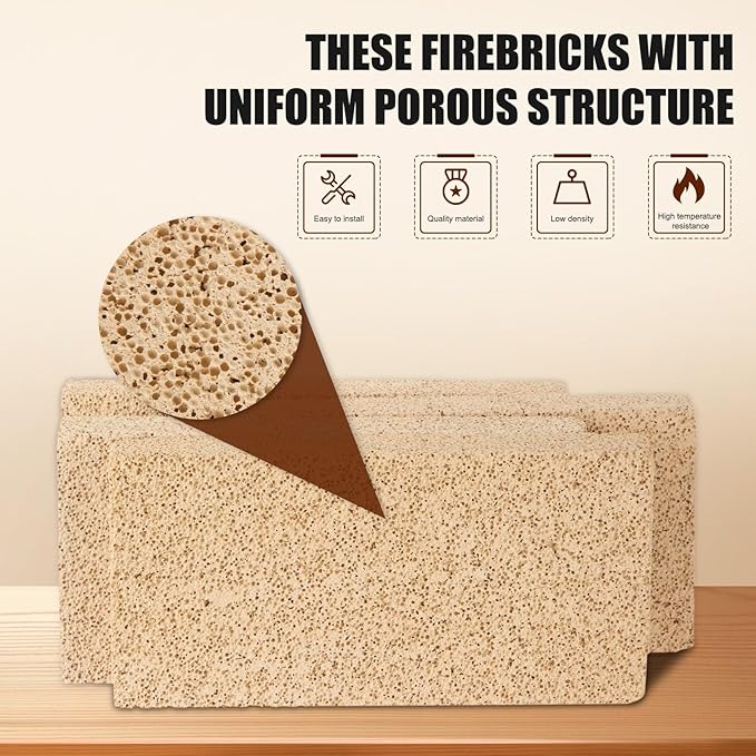 Ripeng 30 Pcs Insulating Fire Brick 3200F Rated Wood Stove Fire Bricks for Fireplaces Blacksmith Forges Heat Oven Kilns Insulation Block for Metal Clay Firing, Jewelry Soldering (9 x 4.5 x 0.75 Inch)
