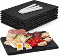 Slate Cheese Boards, 6 Pack 8.8 x 6” Mini Slate Charcuterie Boards Stone Cutting Plates Serving Tray Black Platter for Sushi, Party, Wedding, Housewarming Gifts, Christmas