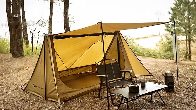 Hot Tent with Stove Jack – 4 Season Waterproof & Windproof Shelter for 1–4 People, Lightweight for Camping, Hiking, Hunting & Fishing