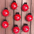 Cruis Cuka Metal Garden Decor for Outside Cute Ladybugs Yard Art Lawn Ornaments Wall Sculptures & Statues Outdoor Fence Decorations for Patio - Set of 8