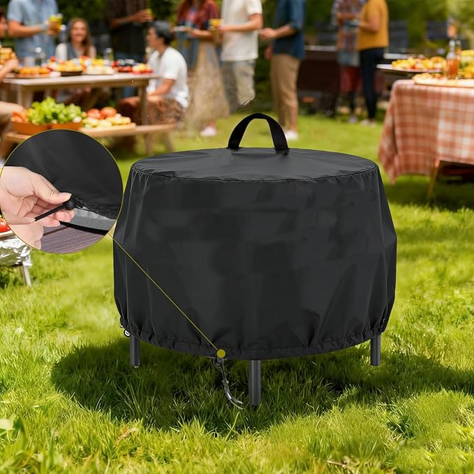 Fire Pits Cover for TMWINGS, 28 inch Waterproof Outdoor Fire Pit Stove Cover for Round Firepit Bowl Roating Table and BBQ Grill-28"D x 18"H