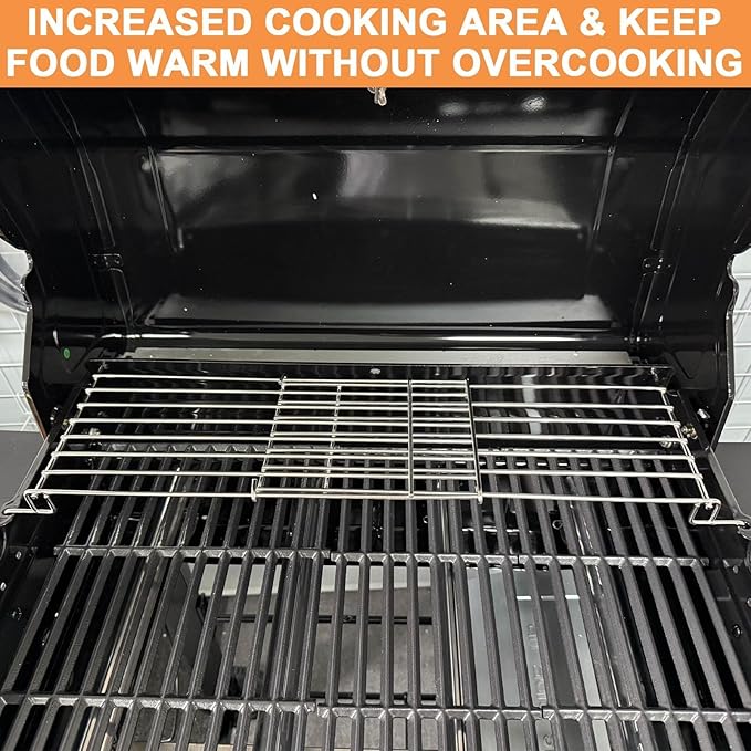Adjustable Grill Warming Rack for Charbroil Performance 3/4 Burner Grill Replacement Parts 463448021 463365021 463352521 463732623 463354021, Swing Away Grid for Charbroil Grill Accessories