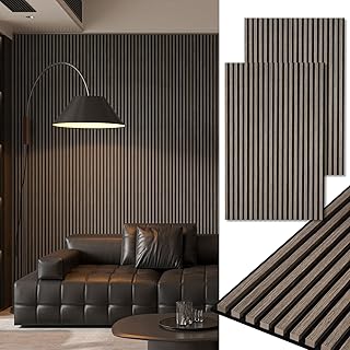 Art3d 2-Pack 48" x 24" Acoustic Wood Panels for Wall, Soundproof Wood Slat Panel for Wall and Ceiling, 3D Fluted Sound Absorbing Paneling for Interior Wall Decor, Living Room, Bedroom - Walnut