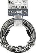 BV Dog Tie Out Cable 25 Feet - Heavy Duty Dog Lead Up to 250 Pounds - Reflective & Rust-Free with Quick Release Swivel Clips & 360° Rotating Clasp - Tangle-Free Dogs Runner for Yard (Grey, Single)
