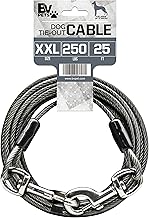 BV Dog Tie Out Cable 25 Feet - Heavy Duty Dog Lead Up to 250 Pounds - Reflective & Rust-Free with Quick Release Swivel Clips & 360° Rotating Clasp - Tangle-Free Dogs Runner for Yard (Grey, Single)