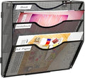 PAG Hanging Wall File Holder, 3 Tier Mail Sorter for Wall, Mesh Office Wall Organizer For Papers/Folders/Files Clipboard & Magazine, Black
